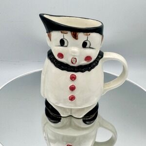 Vintage Goebel Western Germany Clown Creamer Pitcher Pierrot Mid Century Ceramic